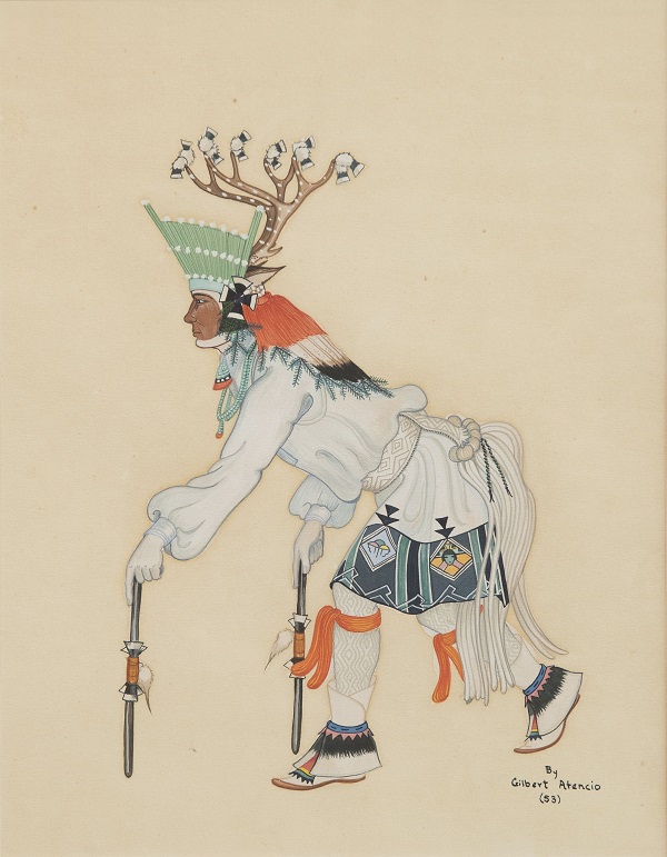 Gilbert Benjamin Atencio Gilbert Benjamin Atencio (also known as Wah Peen) (San Ildefonso Pueblo, 1930–1995)